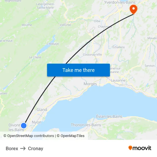 Borex to Cronay map