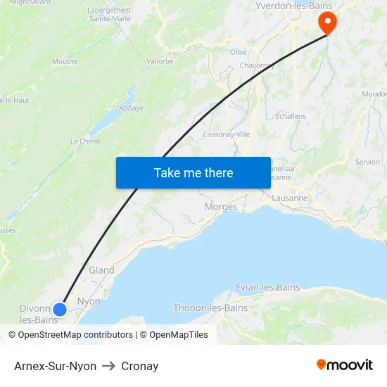 Arnex-Sur-Nyon to Cronay map