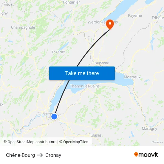 Chêne-Bourg to Cronay map