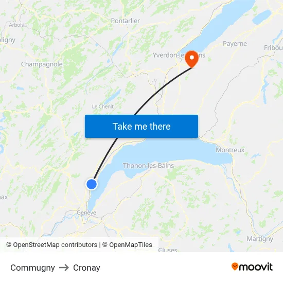 Commugny to Cronay map