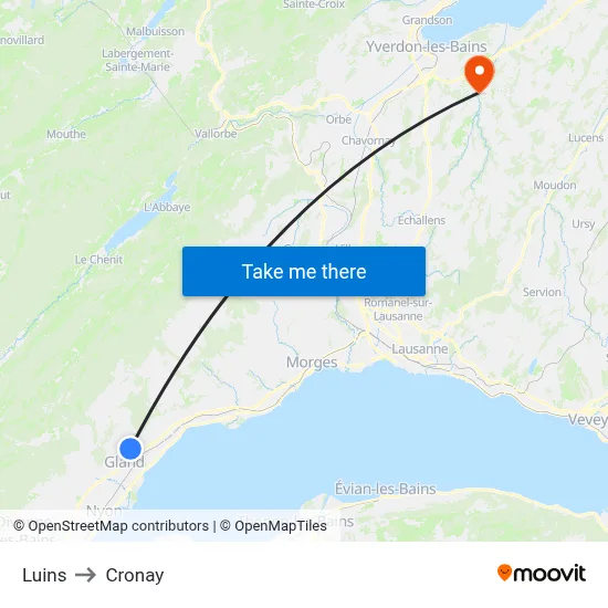 Luins to Cronay map