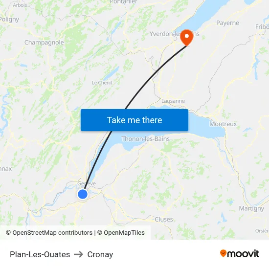 Plan-Les-Ouates to Cronay map