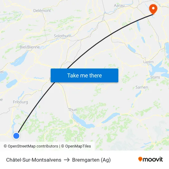 Châtel-Sur-Montsalvens to Bremgarten (Ag) map