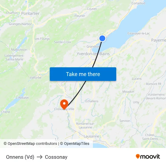 Onnens (Vd) to Cossonay map