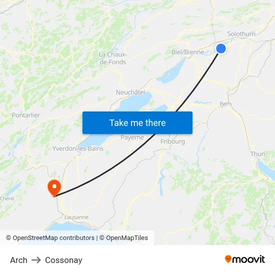 Arch to Cossonay map