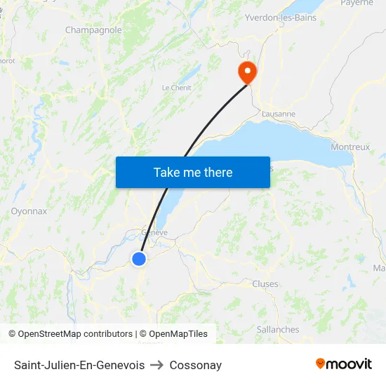 Saint-Julien-En-Genevois to Cossonay map