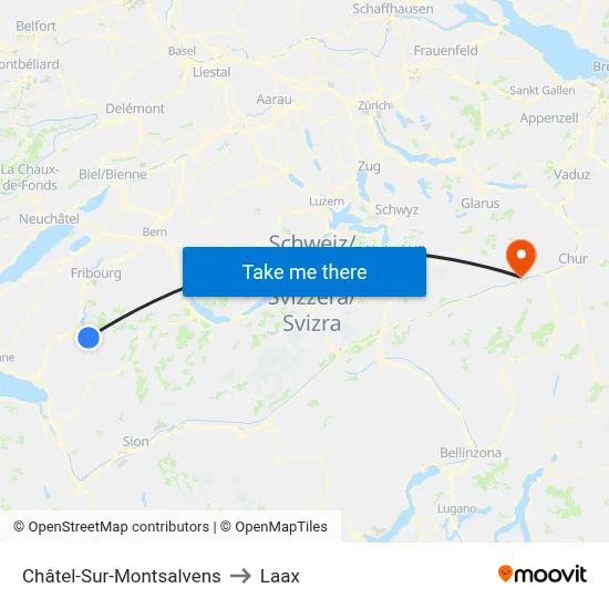 Châtel-Sur-Montsalvens to Laax map