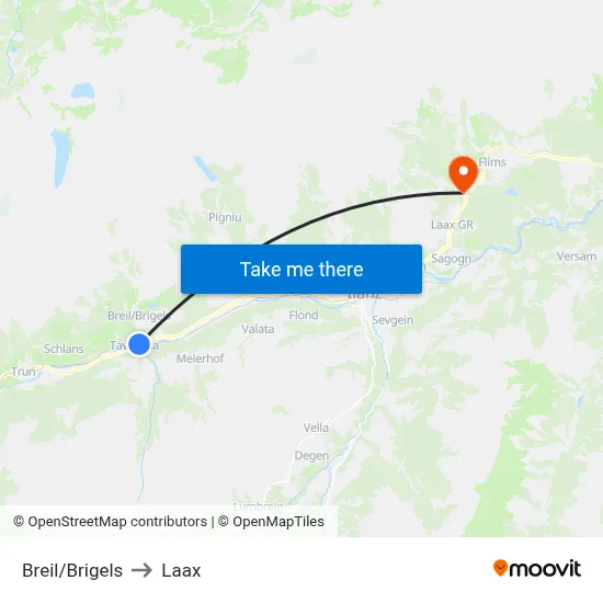 Breil/Brigels to Laax map