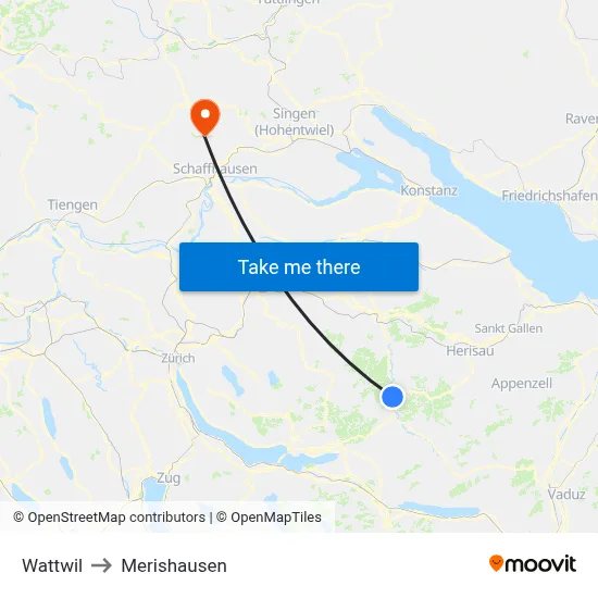 Wattwil to Merishausen map