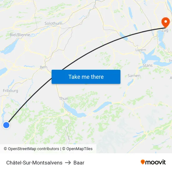 Châtel-Sur-Montsalvens to Baar map