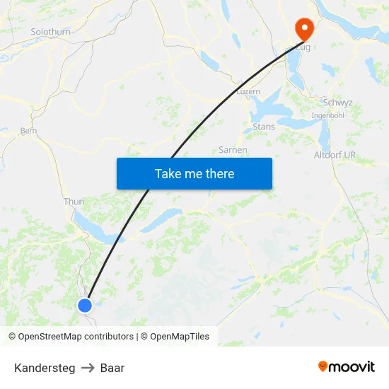 Kandersteg to Baar map
