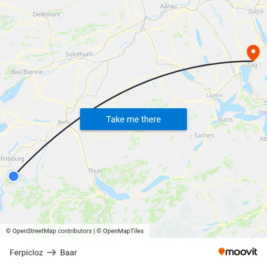 Ferpicloz to Baar map