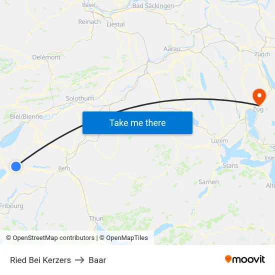 Ried Bei Kerzers to Baar map