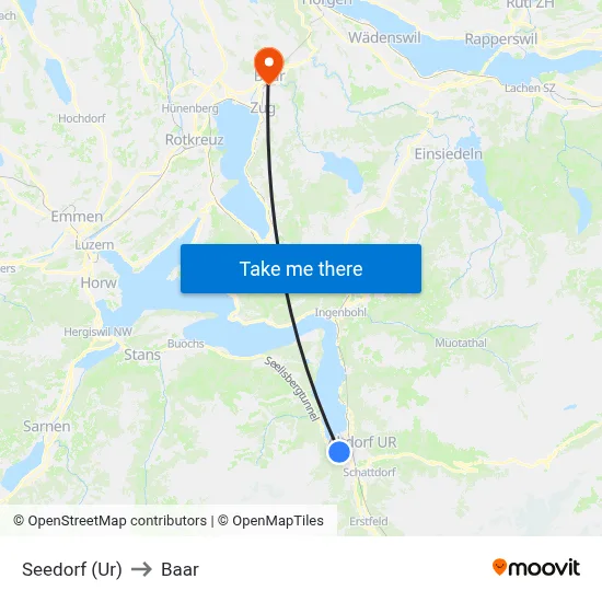 Seedorf (Ur) to Baar map