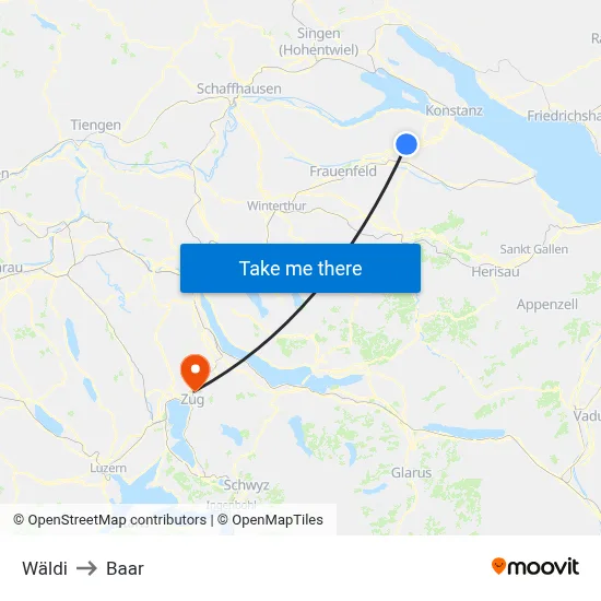 Wäldi to Baar map