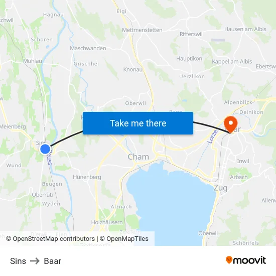 Sins to Baar map