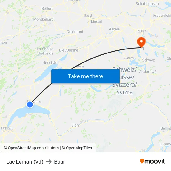 Lac Léman (Vd) to Baar map