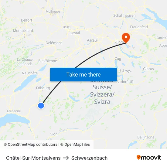 Châtel-Sur-Montsalvens to Schwerzenbach map