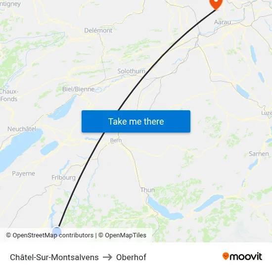 Châtel-Sur-Montsalvens to Oberhof map
