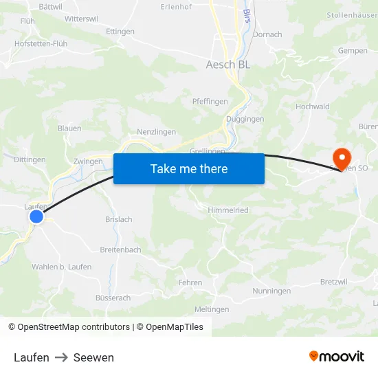 Laufen to Seewen map