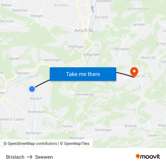 Brislach to Seewen map