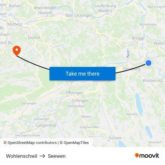 Wohlenschwil to Seewen map