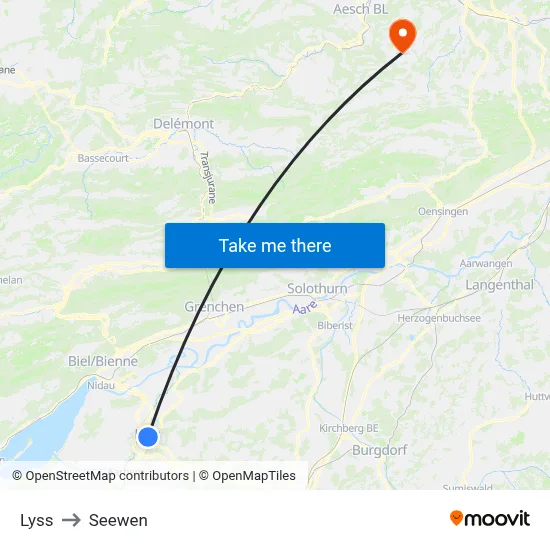 Lyss to Seewen map