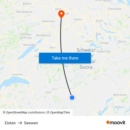 Eisten to Seewen map