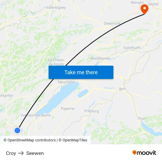 Croy to Seewen map