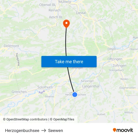 Herzogenbuchsee to Seewen map