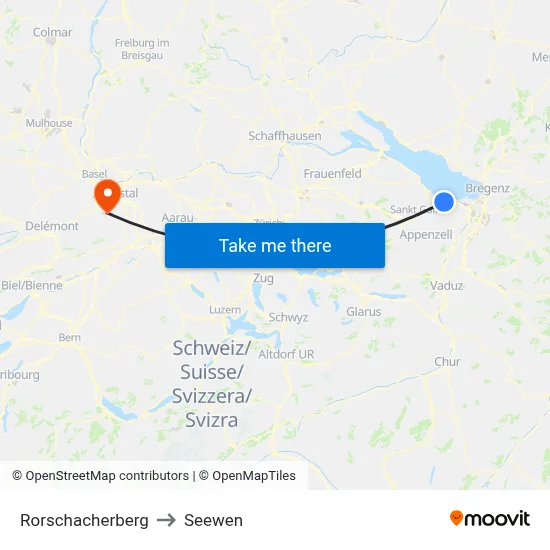 Rorschacherberg to Seewen map
