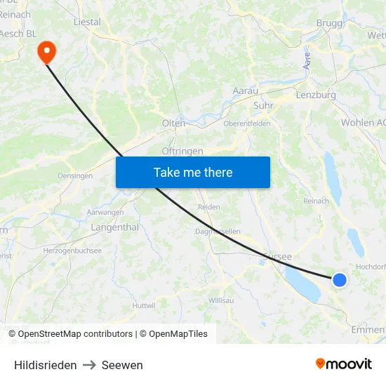 Hildisrieden to Seewen map