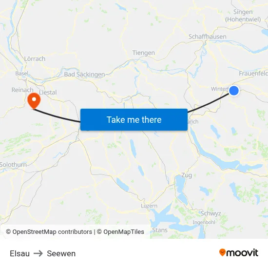 Elsau to Seewen map