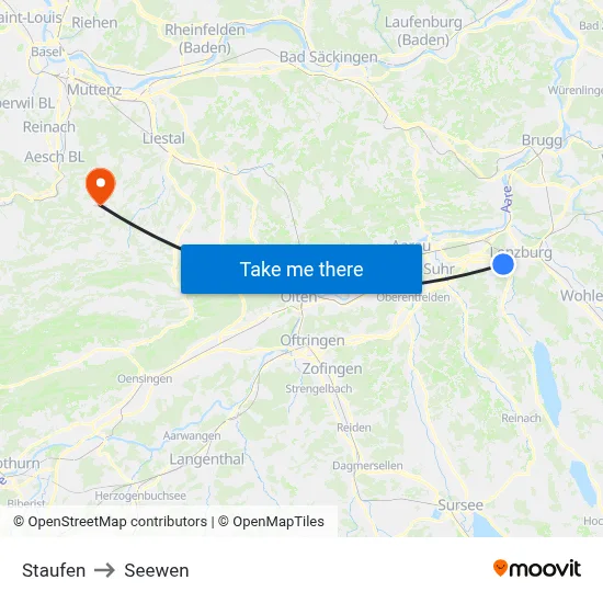 Staufen to Seewen map