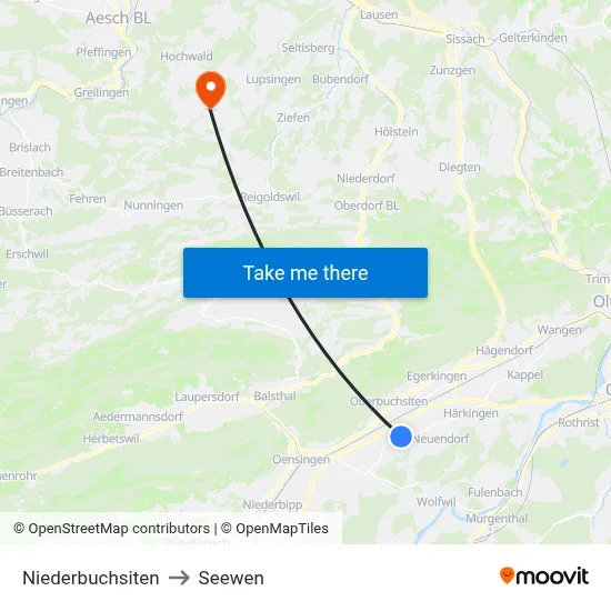 Niederbuchsiten to Seewen map