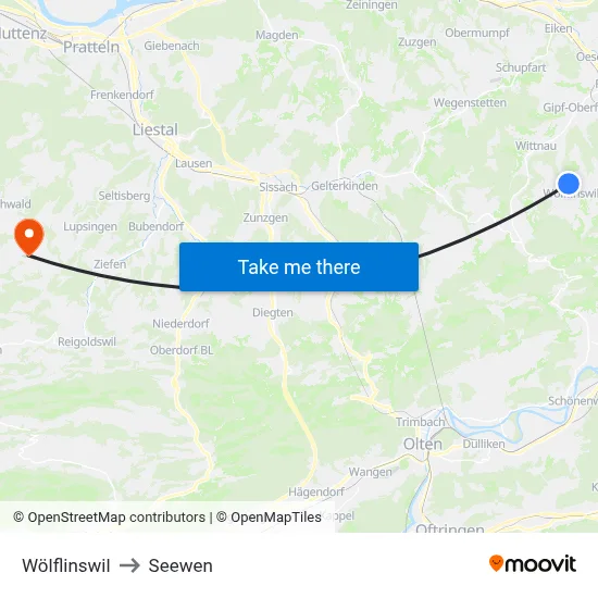 Wölflinswil to Seewen map