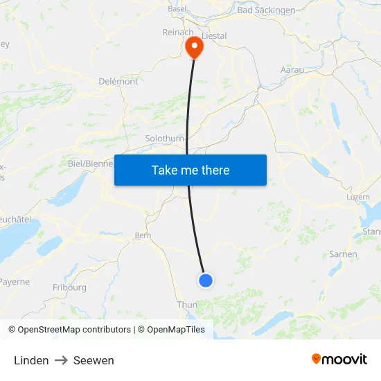Linden to Seewen map