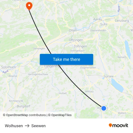 Wolhusen to Seewen map