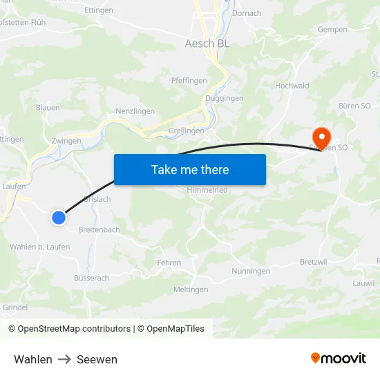 Wahlen to Seewen map