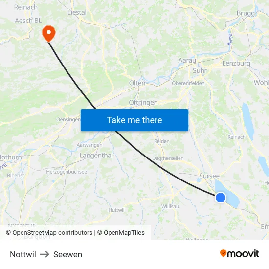 Nottwil to Seewen map