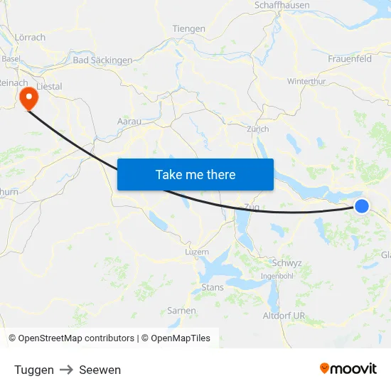 Tuggen to Seewen map
