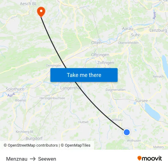 Menznau to Seewen map