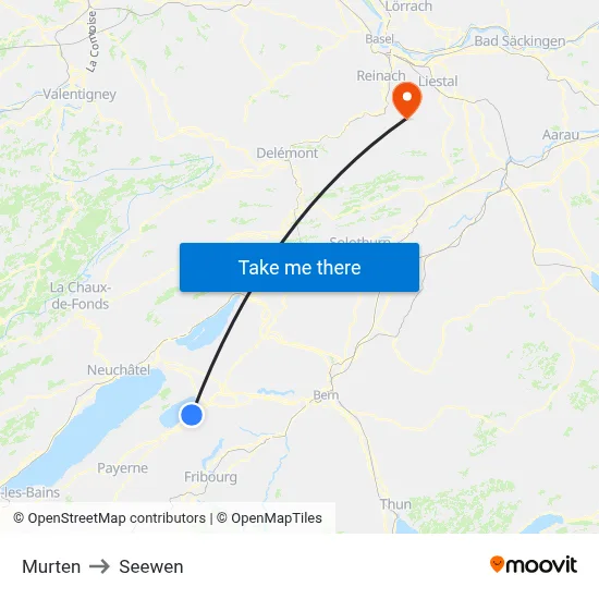 Murten to Seewen map