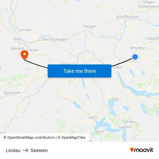 Lindau to Seewen map