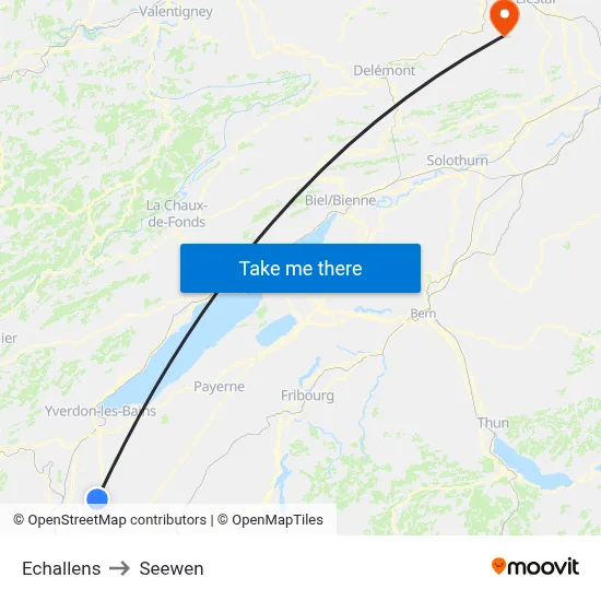 Echallens to Seewen map