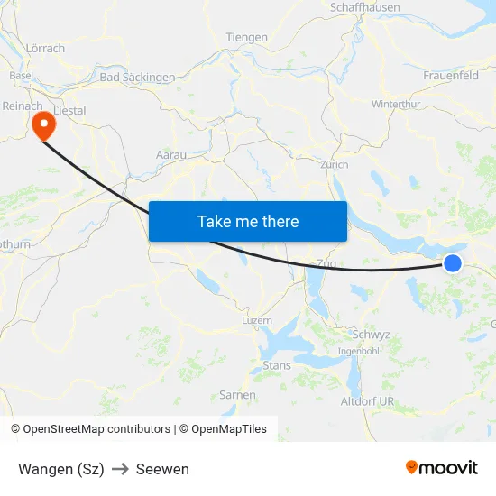 Wangen (Sz) to Seewen map