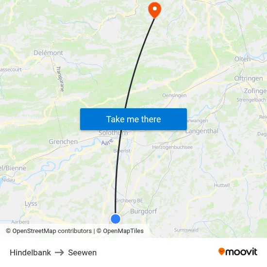Hindelbank to Seewen map