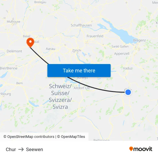 Chur to Seewen map