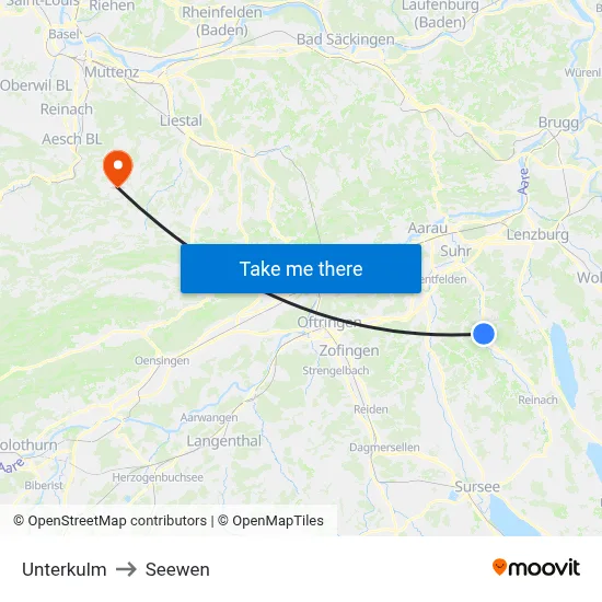 Unterkulm to Seewen map