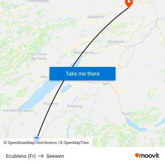 Ecublens (Fr) to Seewen map
